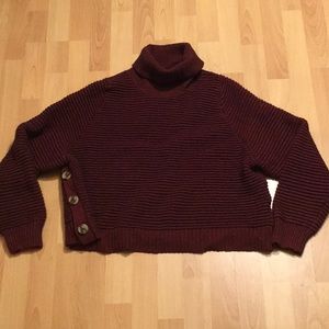 Madewell Burgundy Ribbed Side Button Sweater XXL